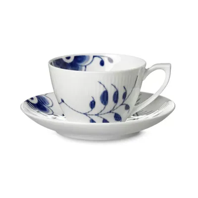 Blue Fluted Mega Tea Cup & Saucer 9.25 oz