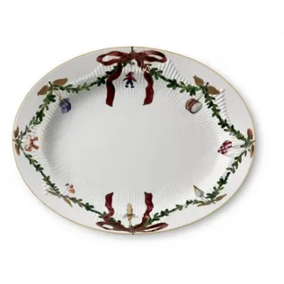 Star Fluted Christmas Oval Platter Large 14.25"