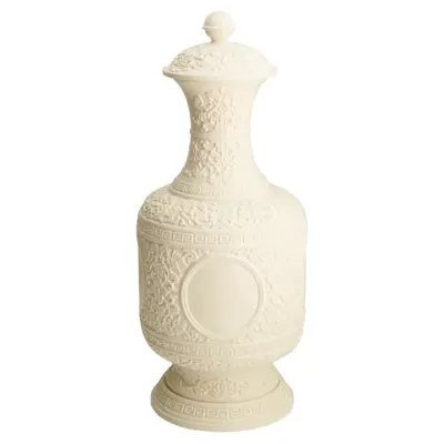 Tall Jar w Greek Key & Cover 16"x7"