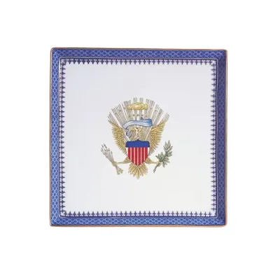 Indigo Wave Canape Tray with Eagle 8" x 8"