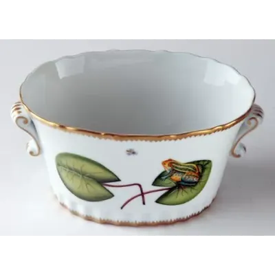 Seascape Waterlily Oval Frog Cache Pot 7 in Long