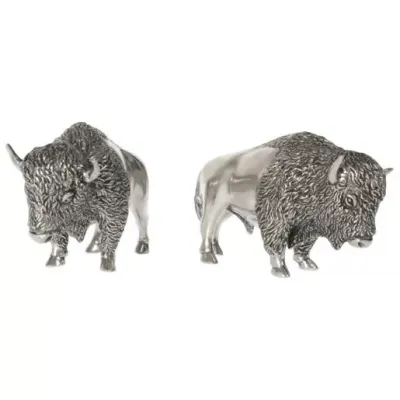 Western Frontier Pewter Bison Salt And Pepper Set