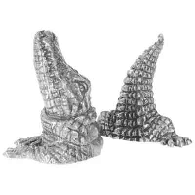 Tropical Tales Pewter Alligator Salt And Pepper Set