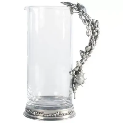 Sea And Shore Glass Pitcher Pewter Marine Life Handle