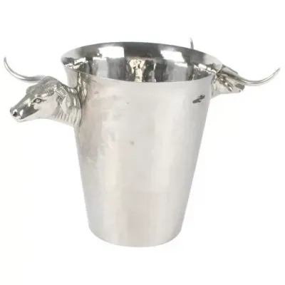 Western Frontier Steel Ice Bucket With Long Horn Steer Handles
