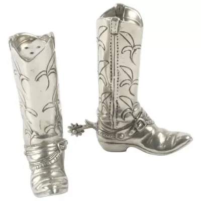 Western Frontier Pewter Cowboy Boot Salt And Pepper Set