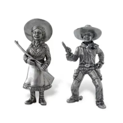 Western Frontier Pewter Cowpoke Couple Salt And Pepper Set