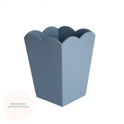 Chambray Blue Lacquered Scallop Bin, Limited Edition