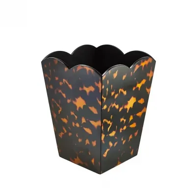 Scalloped Tortoiseshell Lacquer Bin