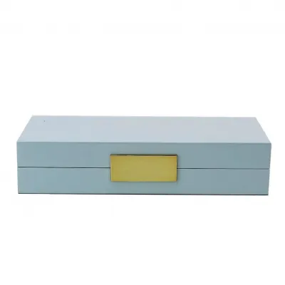 4 x 9 in Powder Blue & Gold Small Storage Box