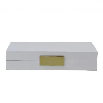 4 x 9 in White & Gold Small Storage Box