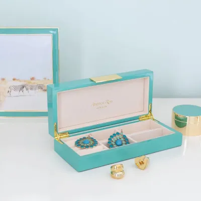 4 x 9 in Blue With Jewelry Gold Small Storage Box