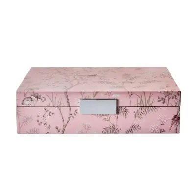 Chinoiserie Pink Box with Silver Large
