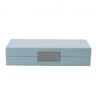 4 x 9 in Powder Blue & Silver Small Storage Box