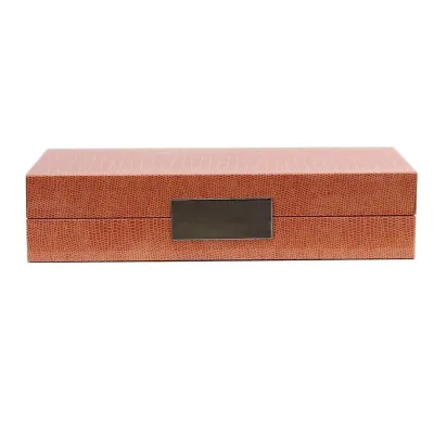 4 x 9 in Orange Croc Silver Small Storage Box