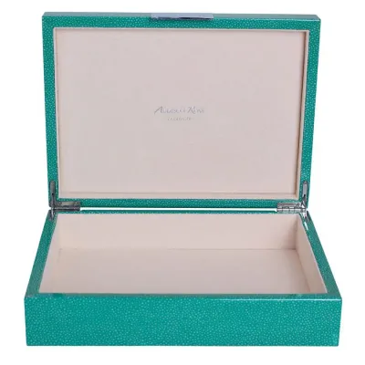8 x 11 in Green Shagreen Silver Large Storage Box