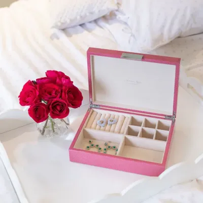 8 x 11 in Pink Shagreen Silver J Large Storage Box