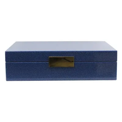8 x 11 in Blue Shagreen Silver Large Storage Box