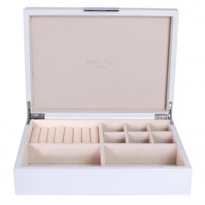 8 x 11 in Jewelry White & Silver Large Storage Box