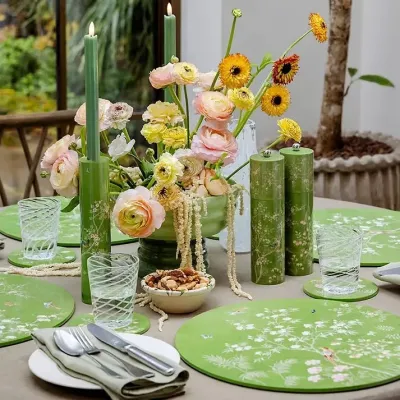Chinoiserie Green Candlestick