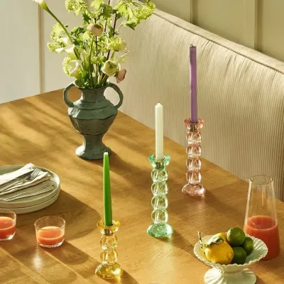 Icy Bobbin Green Candlestick