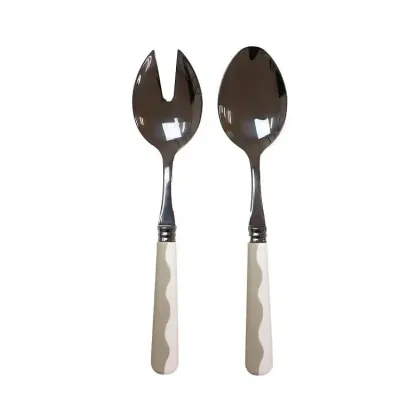Wave Cappuccino & White Salad Servers 2‑Piece Set