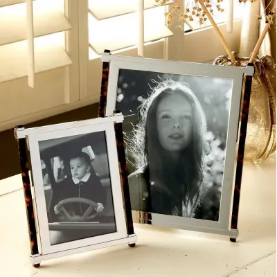 Tortoiseshell & Silver Pillar Photo Frame 8 X 10 In