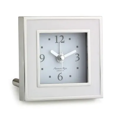 White Enamel Square Alarm Clock