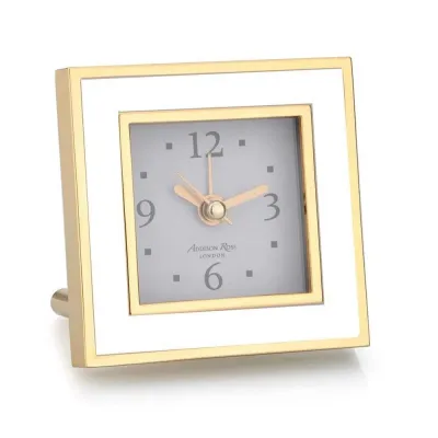 White & Gold Square Alarm Clock