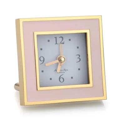 Pale Pink & Gold Square Alarm Clock