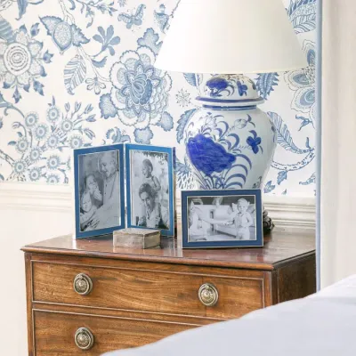 Silver Trim, Navy Enamel Picture Frame