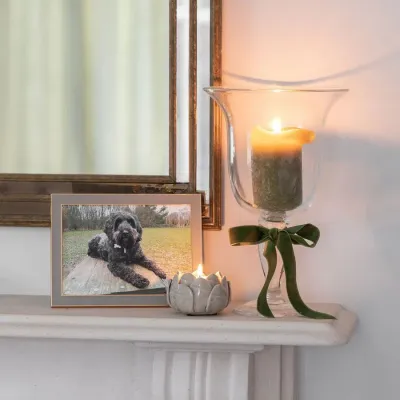 Gold Trim, Taupe Enamel Picture Frame