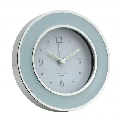 Powder Blue & Silver Round Alarm Clock