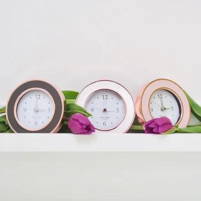Rose Gold Taupe Enamel Clock
