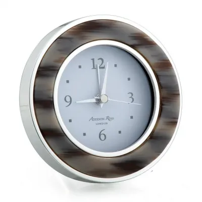 Grey Horn & Silver Round Alarm Clock