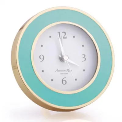 Pastel Blue & Gold Round Alarm Clock