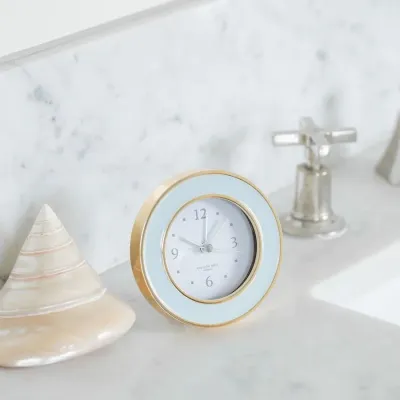 Powder Blue & Gold Round Alarm Clock