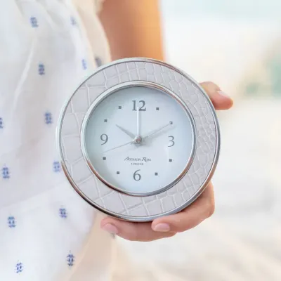 Croc Mocha Silver Round Alarm Clock