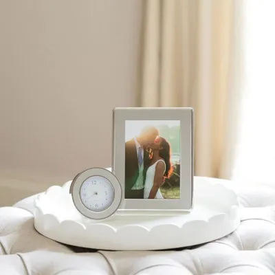 Silver & Chiffon Wide Curved Enamel Picture Frame