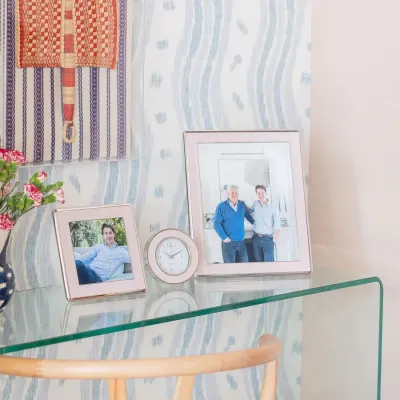 Silver & Pale Pink Wide Curved Enamel Picture Frame