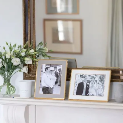 Gold & White Wide Curved Enamel Picture Frame