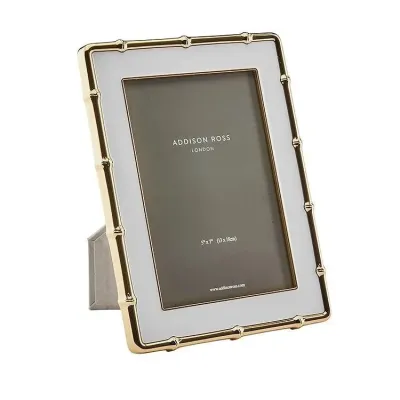 Bamboo White & Gold Enamel Photo Frame 5 x 7 in