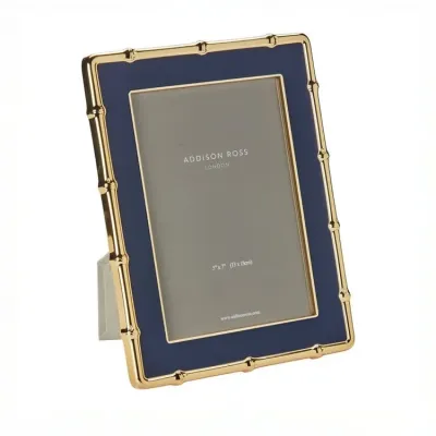 Bamboo Navy & Gold Enamel Photo Frame 5 x 7 in