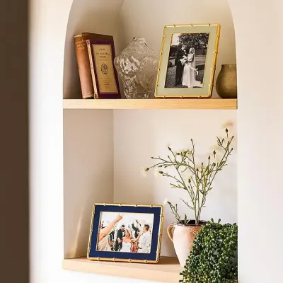 Bamboo Navy & Gold Enamel Photo Frame 5 x 7 in