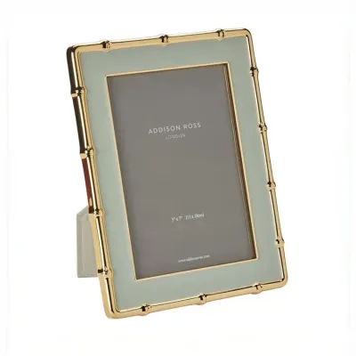 Bamboo Sage & Gold Enamel Photo Frame 5 x 7 in