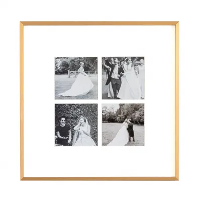 5 x 5 in Four Aperture Brushed Gold Metal Picture Frame