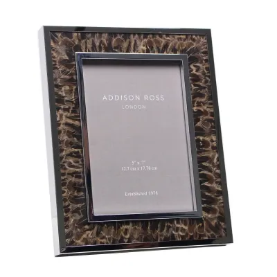Wide Pheasant Feather & Silver Frame 8 x 10 in