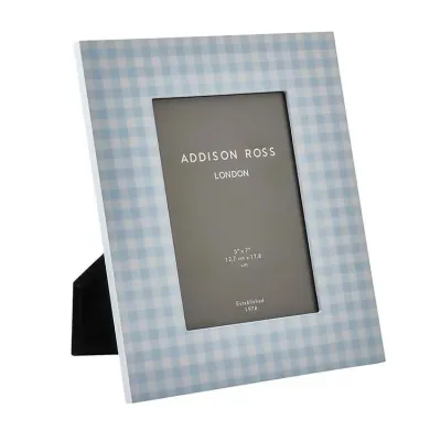 Gingham Blue Lacquer Photo Frame 5 x 7 in