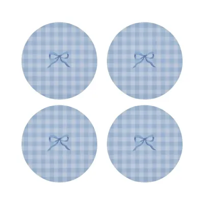Gingham Blue Coasters Set of 4