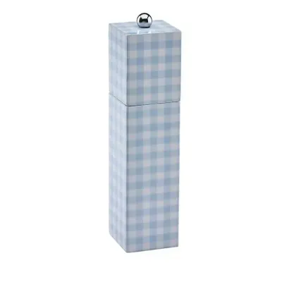Gingham Blue Square Pillar Salt or Pepper Mill